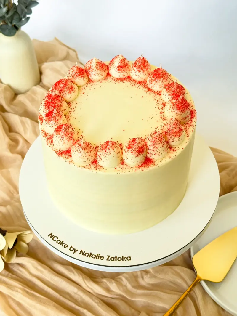 whole red velvet cake top view Active Image