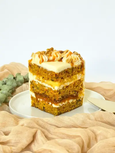 piece of carrot cake on the plate 55