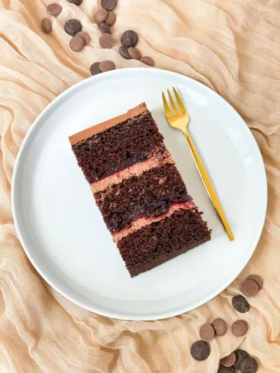slice of chocolate cherry cake 50